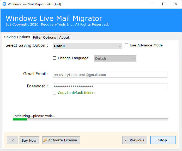 live conversion to Import windows live mail to gmail