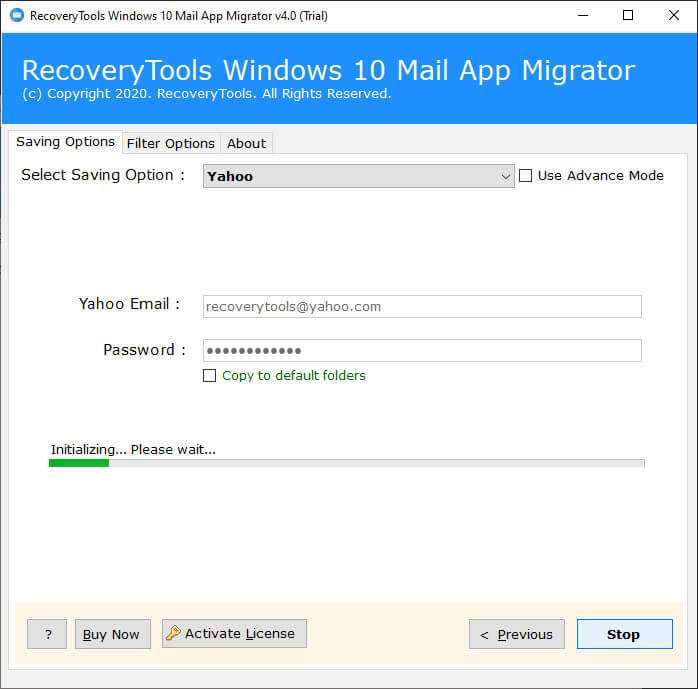 migrate windows 10 mail to yahoo process completed