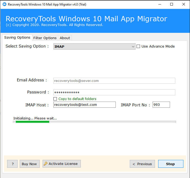 migrate windows 10 mail to imap process begins