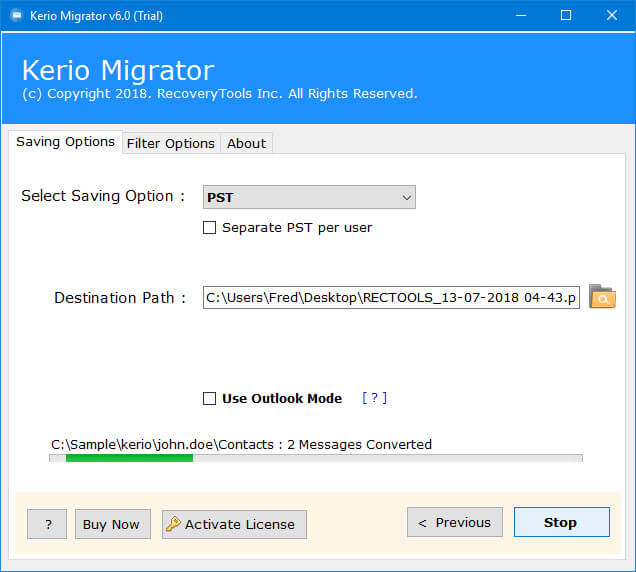 Kerio Connect export Mailbox to PST