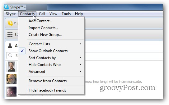 select contacts