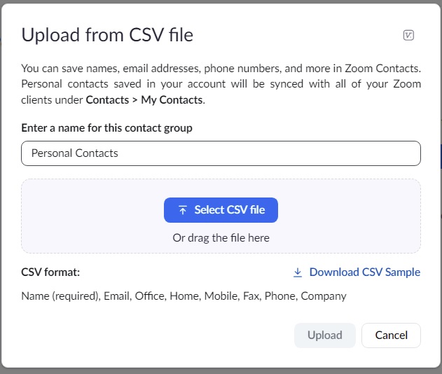 upload csv file