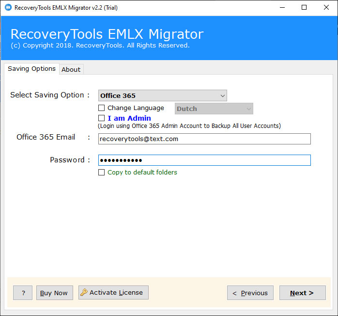 Office 365 account credentials