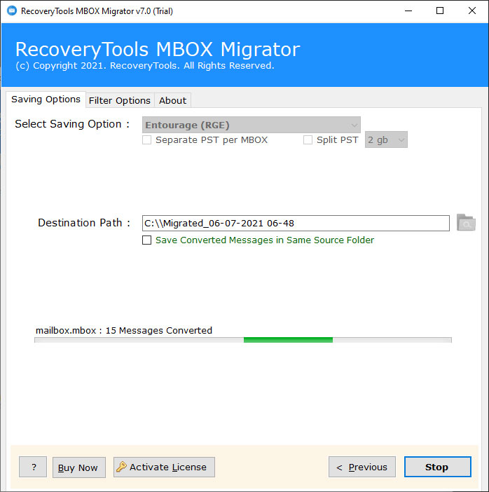 export MBOX to RGE format