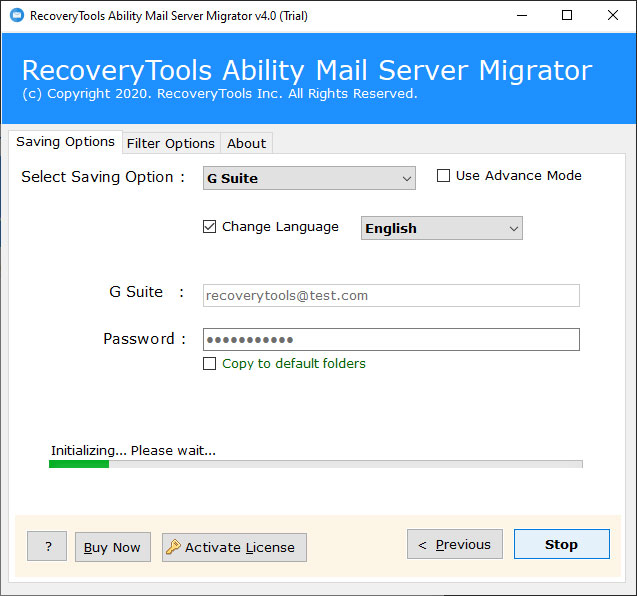 click next to migrate ability server to g suite