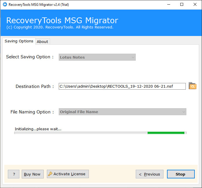 convert MSG files to NSF format