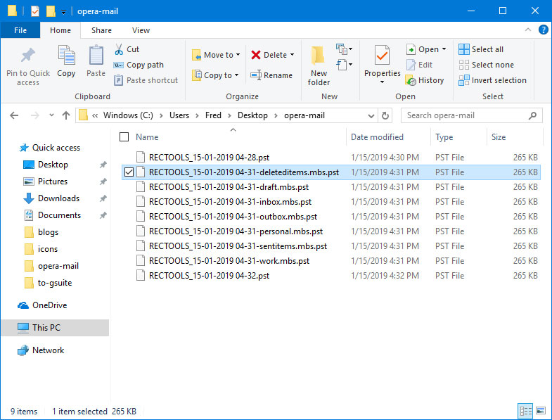 opera mail import pst file