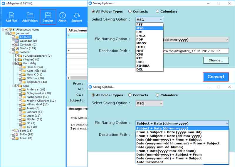 export lotus notes to msg