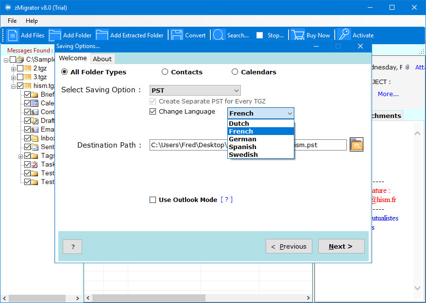 export zimbra mailbox to pst