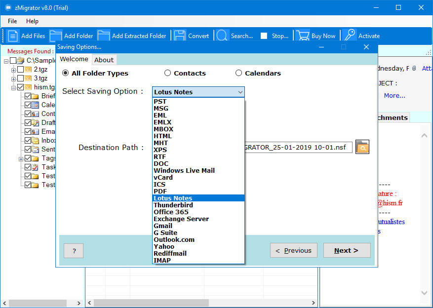 select lotus notes