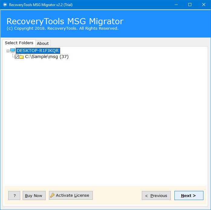 select required files to convert msg to rtf