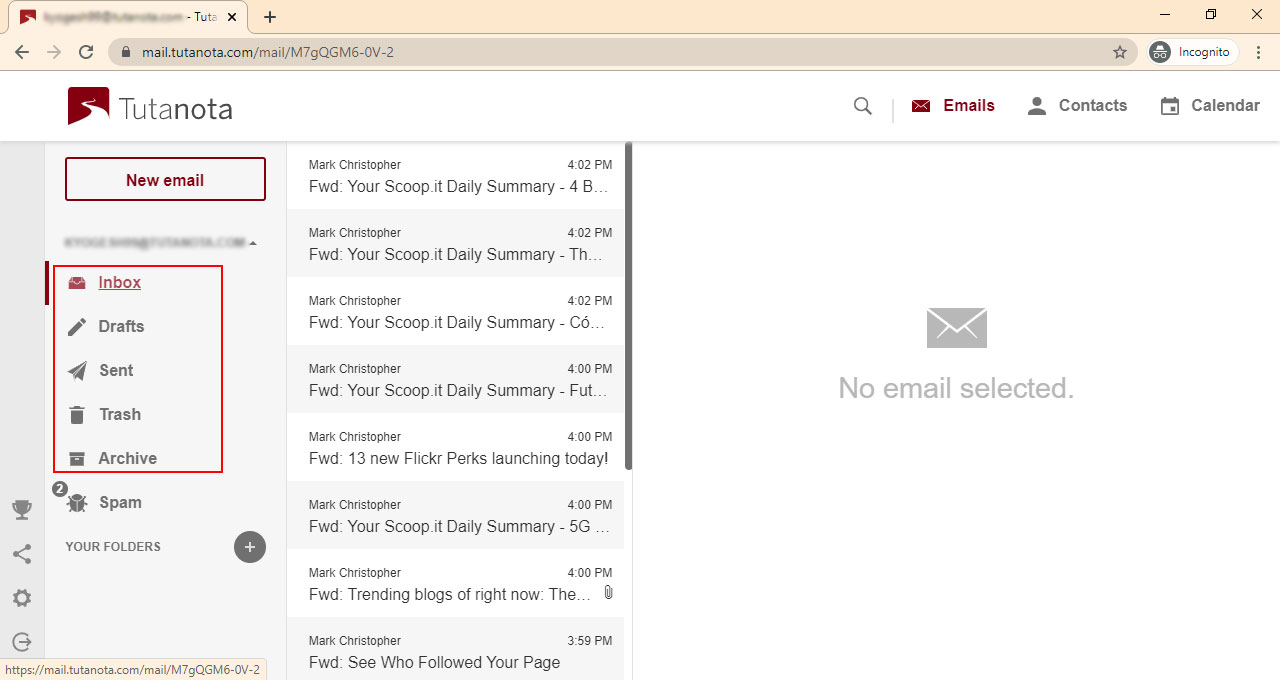 select email folder to export tutanota emails to gmail