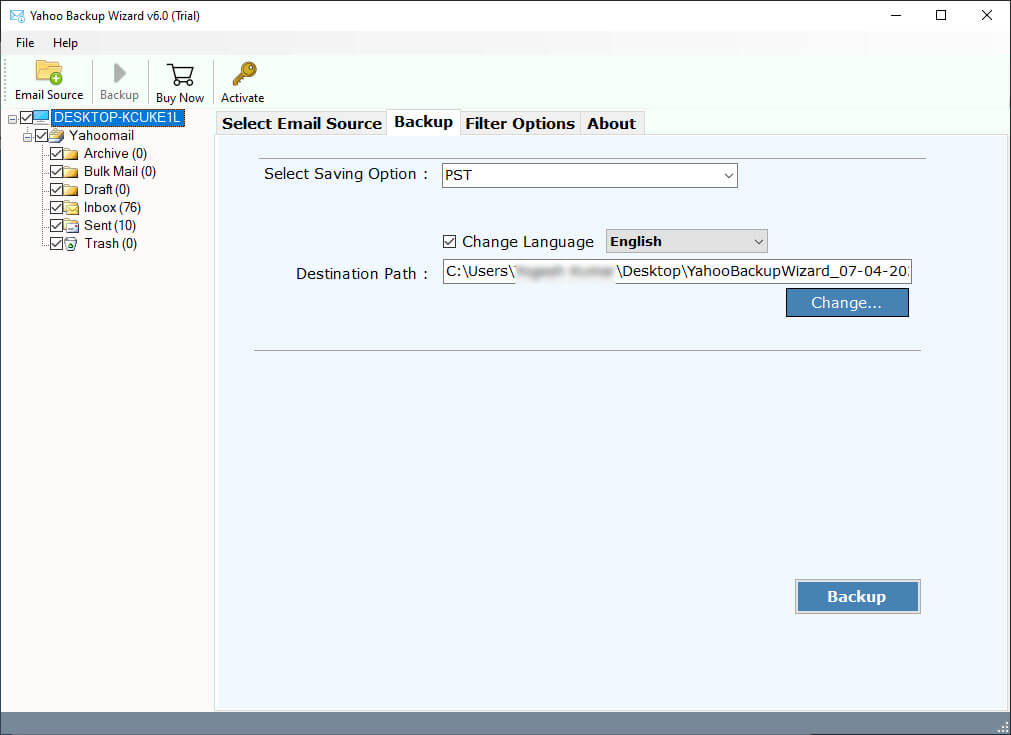 select folders to perform selective migration