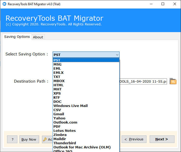 select pst format