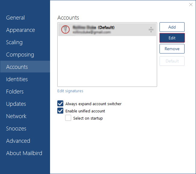 select “Accounts” option