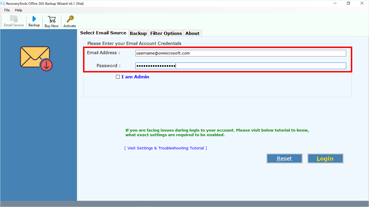 Office 365 account credentials