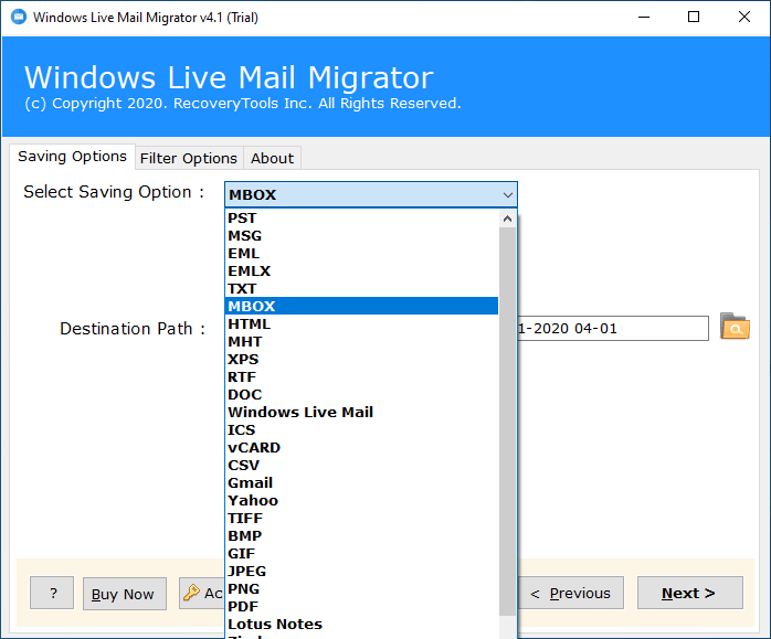 select the required Apple Mail format