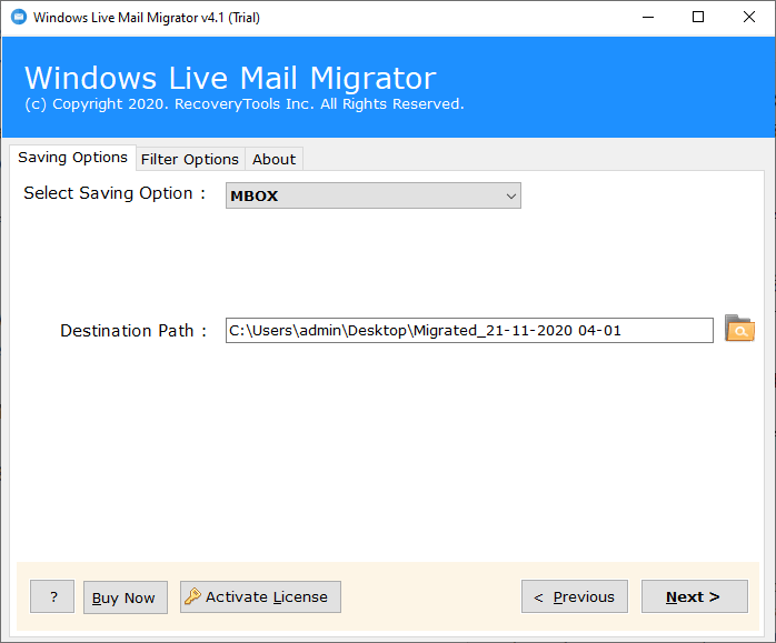 select location convert windows live mail to mbox