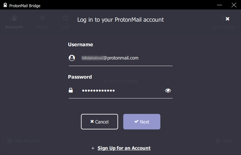 enter credentials