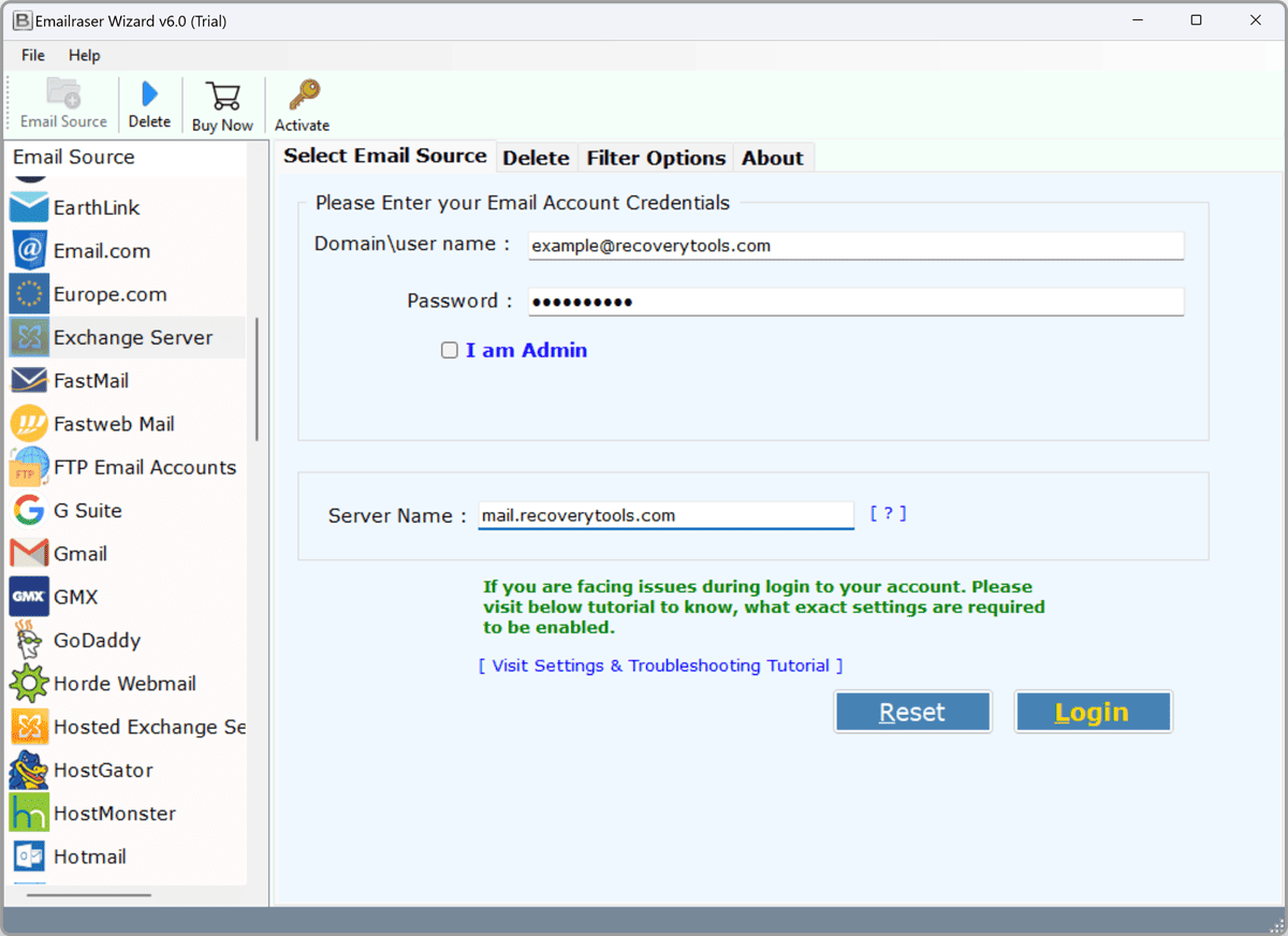 microsoft exchange delete email from server