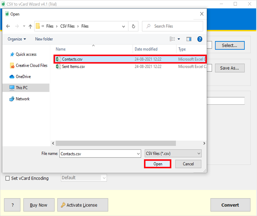 exported Office 365 contacts