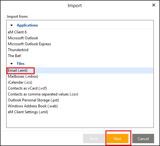 choose “Email (.eml)” option