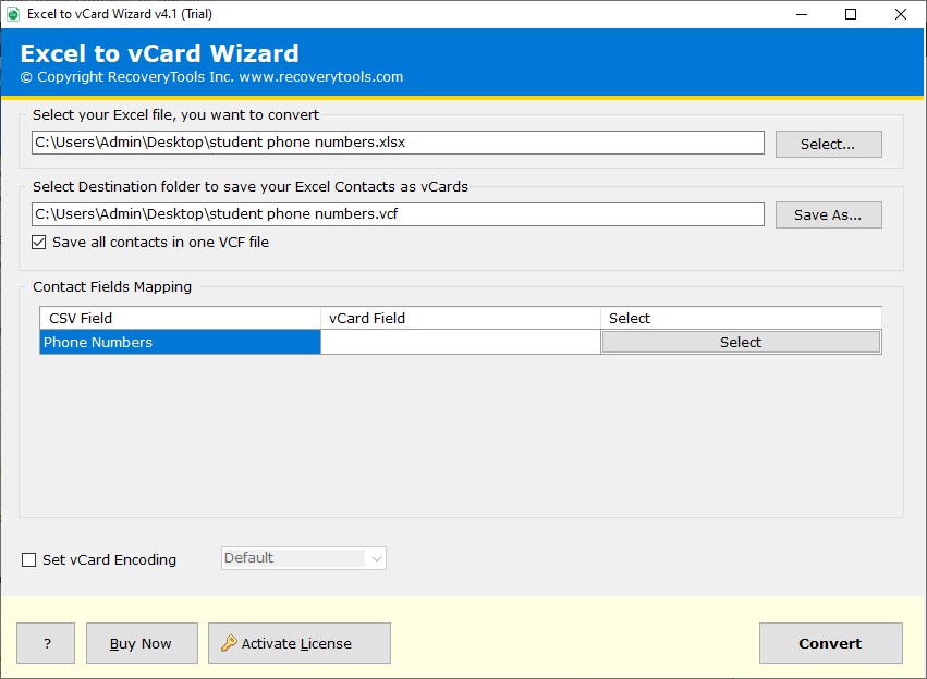 Contact Fields Mapping