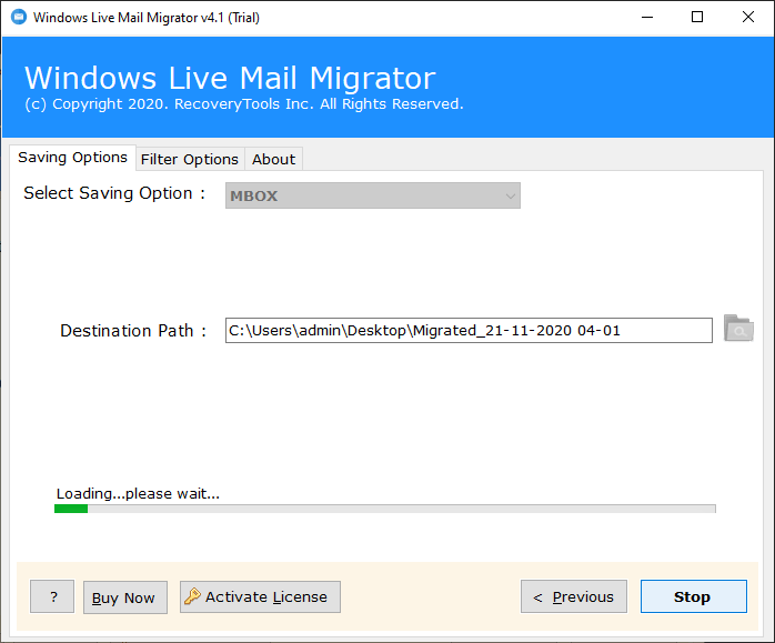 next button to export Windows Live Mail to Apple Mail