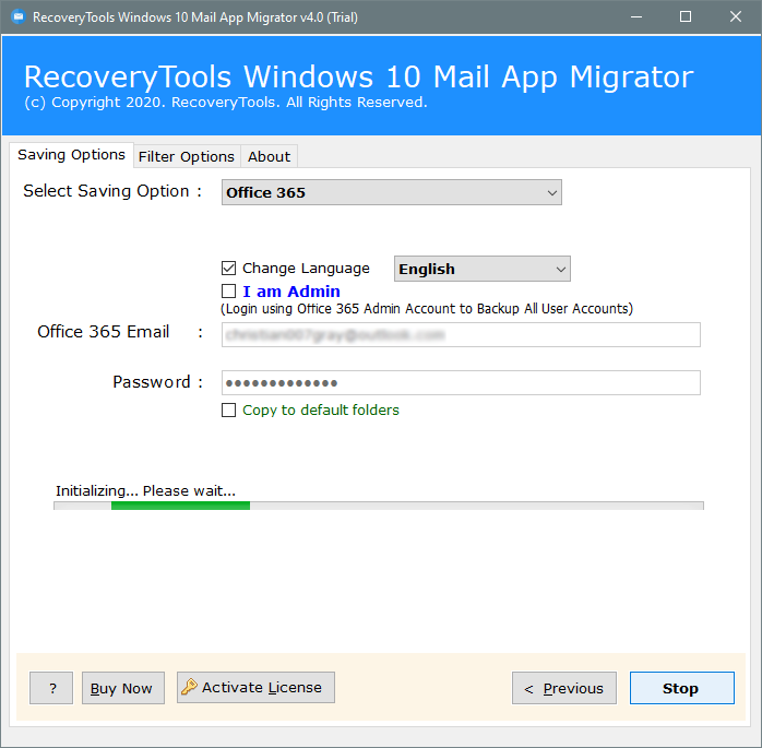 live conversion export windows 10 mail to office 365