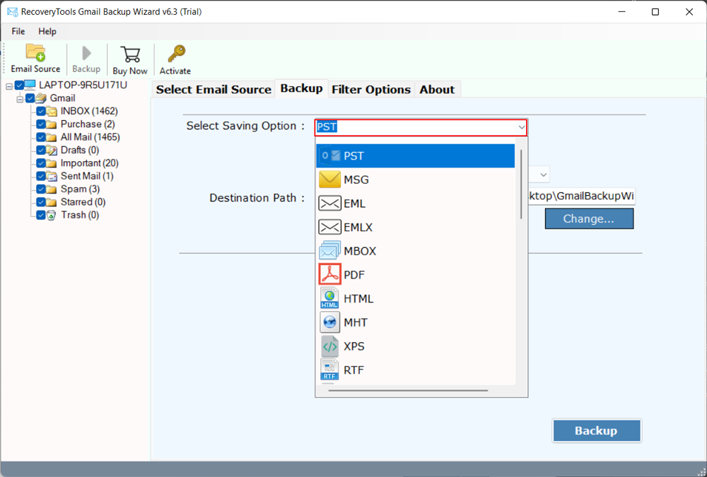 Select Saving Option