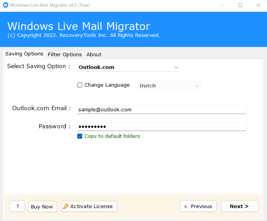 enter login details of Outlook.com