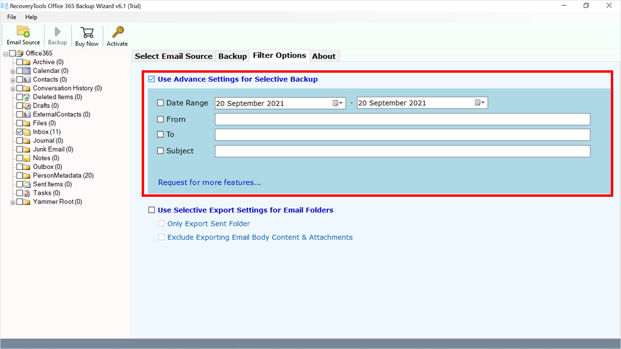 additional filter options