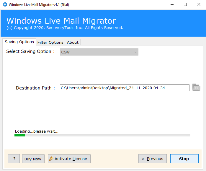 next to export Windows Live Mail to CSV format