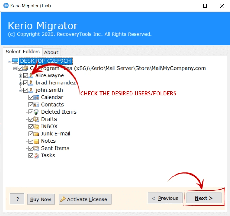 transfer Kerio connect to another server