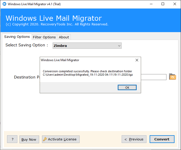 complete process to import windows live mail to zimbra