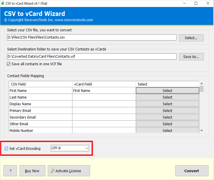 encoding options