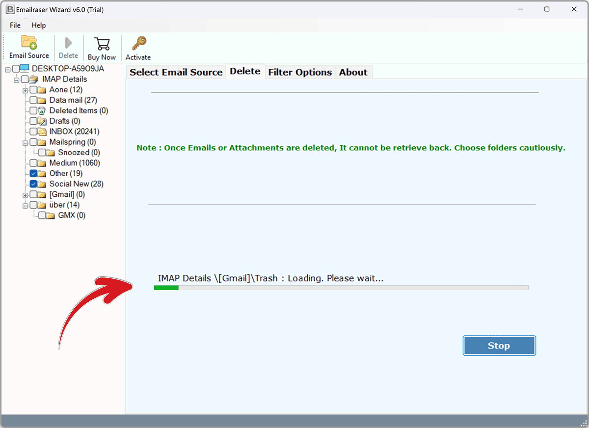 email deletion process