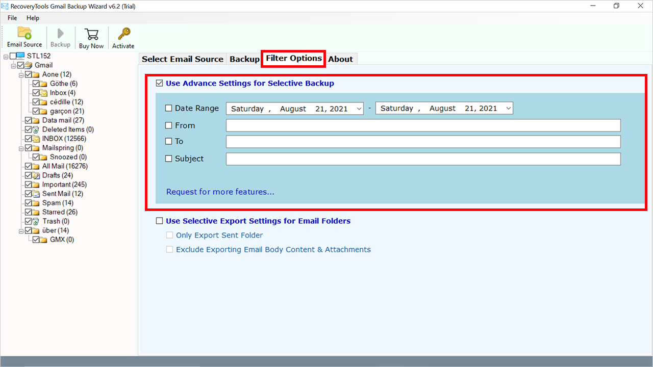 recover data from disabled Gmail account selectively