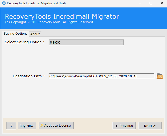 choose mbox saving option