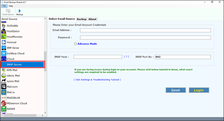 Select IMAP server