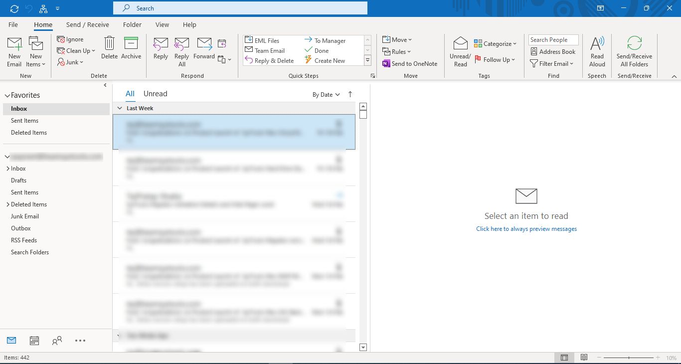 File tab in Outlook