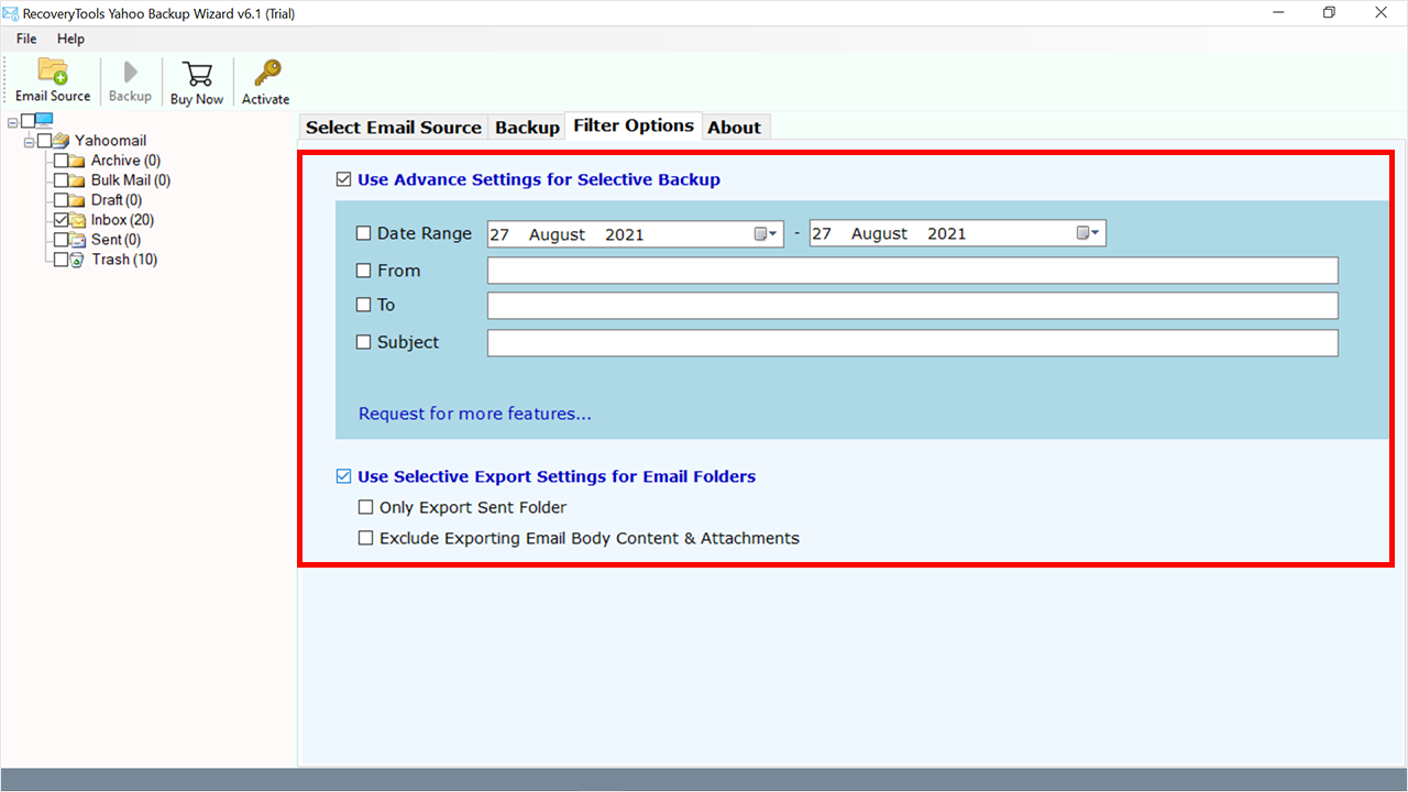 advanced filter option 