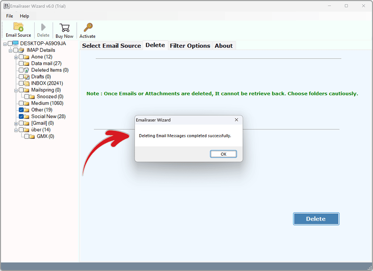 how to delete exchange account