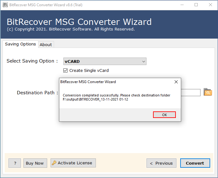 convert MSG contacts to vCard