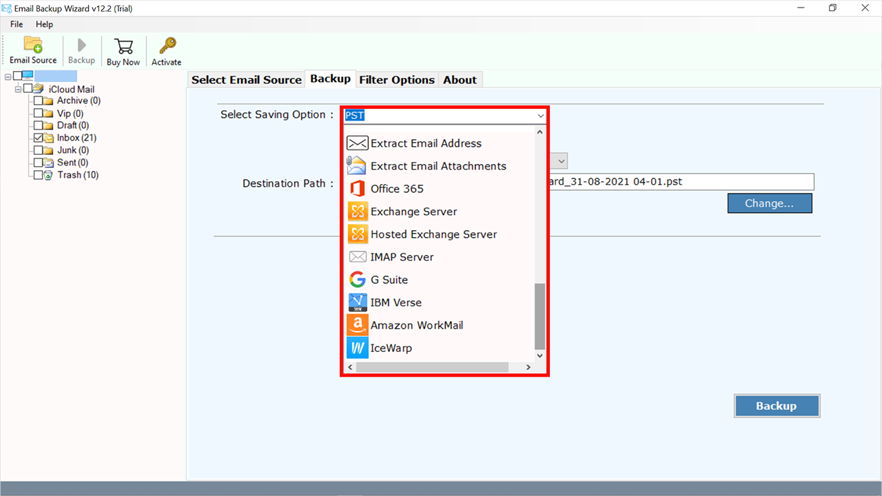 imap server option