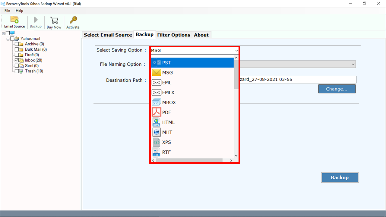 Select Saving Option