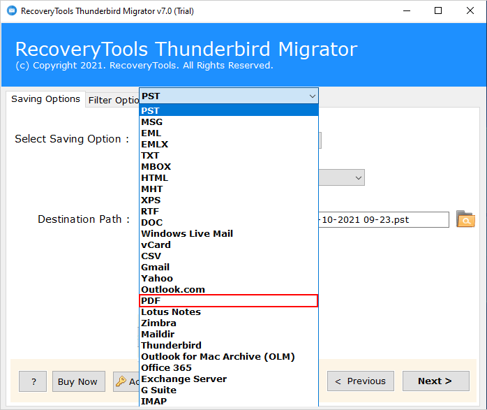 Thunderbird to Office 365 Migration tool