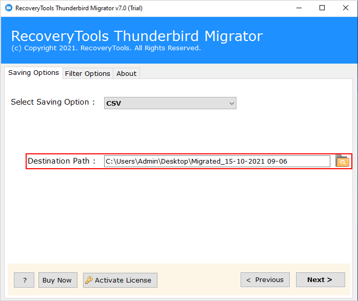 next icon to start Thunderbird to G Suite migration