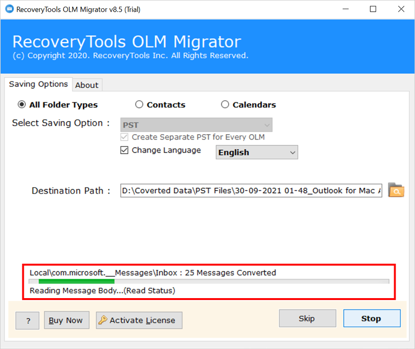 Convert OLM files