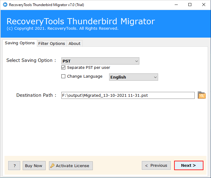 convert Thunderbird to PST